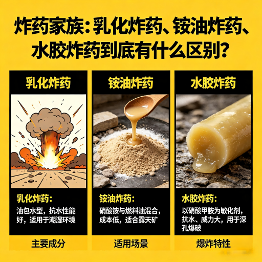 霞浦炸药家族：乳化炸药、铵油炸药、水胶炸药到底有什么区别？